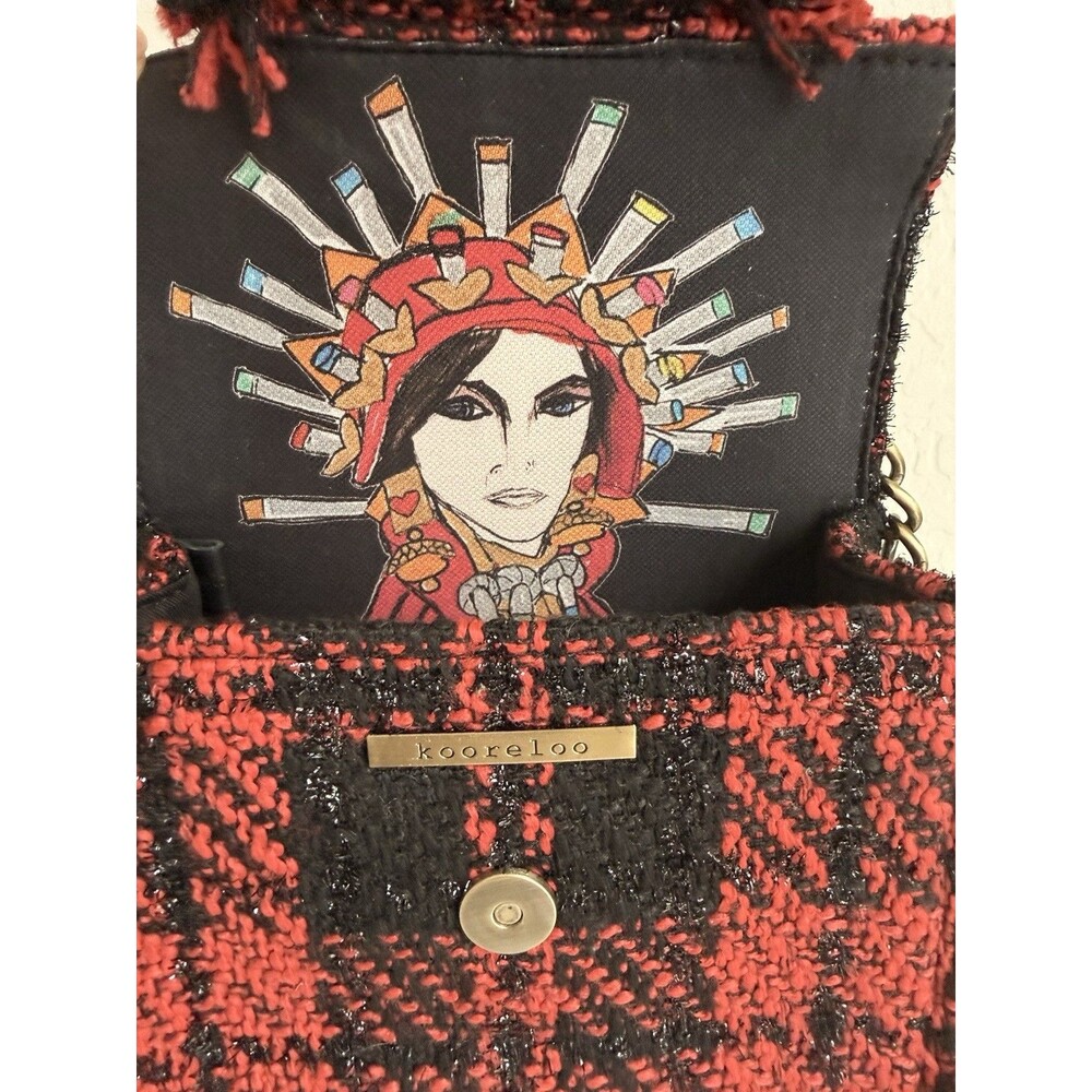 Kooreloo The New Yorker Petite Bag Red Tweed Crossbody Top Handle NEW - Picture 8 of 14